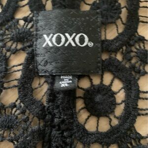 XOXO black crochet moto style jacket women’s